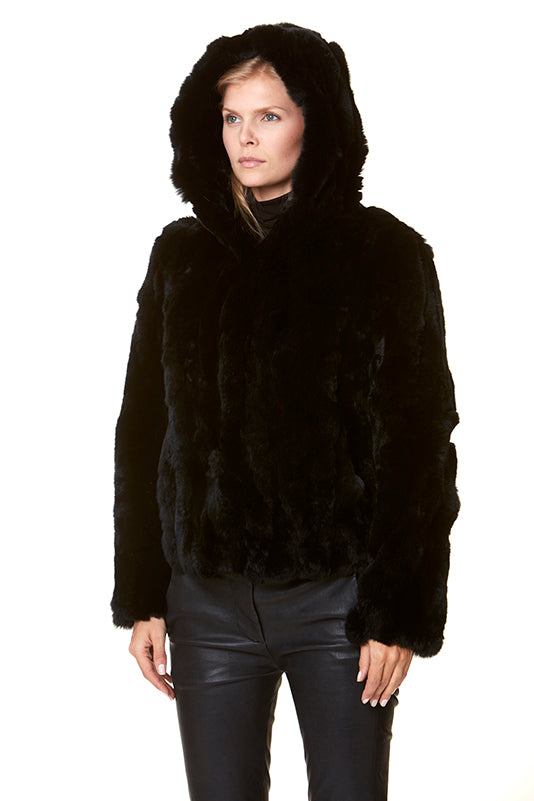 HOLLIES Celine Pälsjacka Rabbit Svart