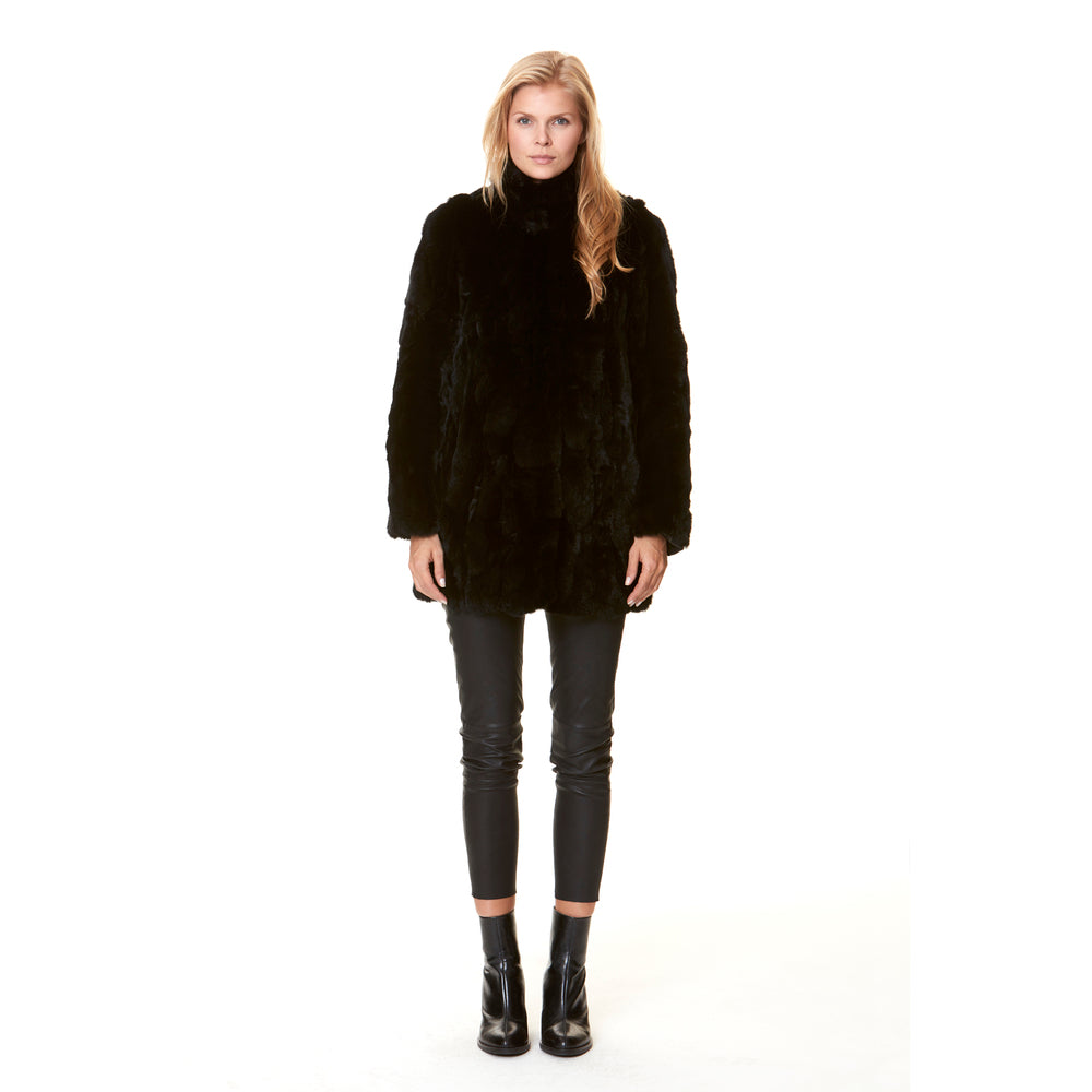 HOLLIES Annika Pälsjacka Rex Svart