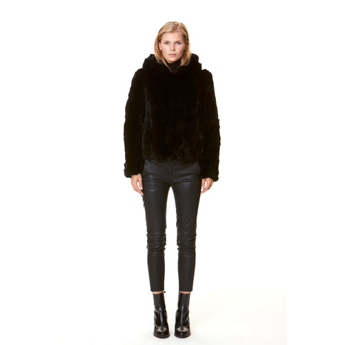 HOLLIES Celine Pälsjacka Rabbit Svart