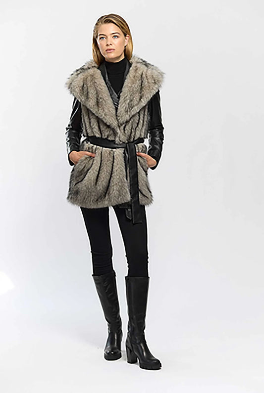 HOLLIES CLICHY VEST NATUR BEIGE GRÅ