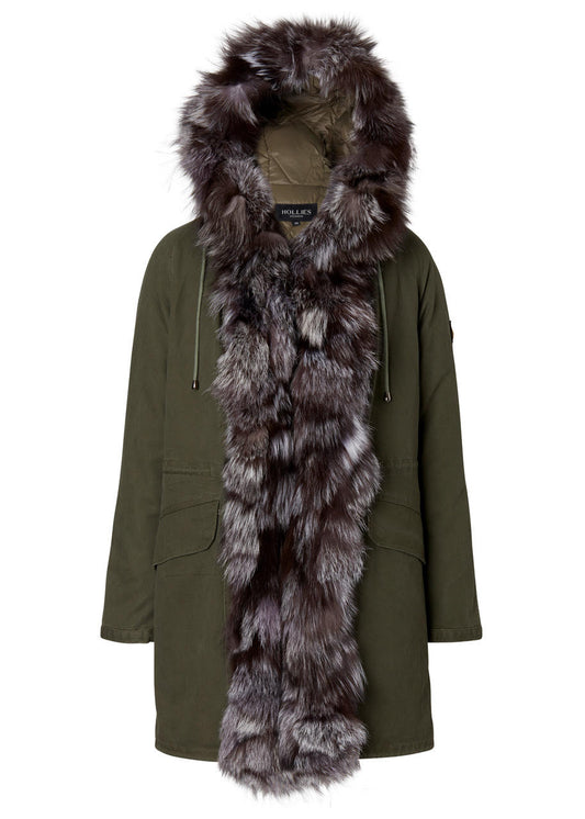 HOLLIES Milano Parkas Olive/Silver fox